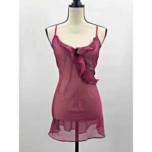 Fredericks Sheer Slip Dress Medium Top Chemise Lingerie Ruffle Whimsigoth Fairy